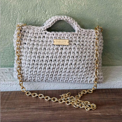 Dorothy Bag χειροποίητη μπεζ πλεκτή τσάντα χειρός